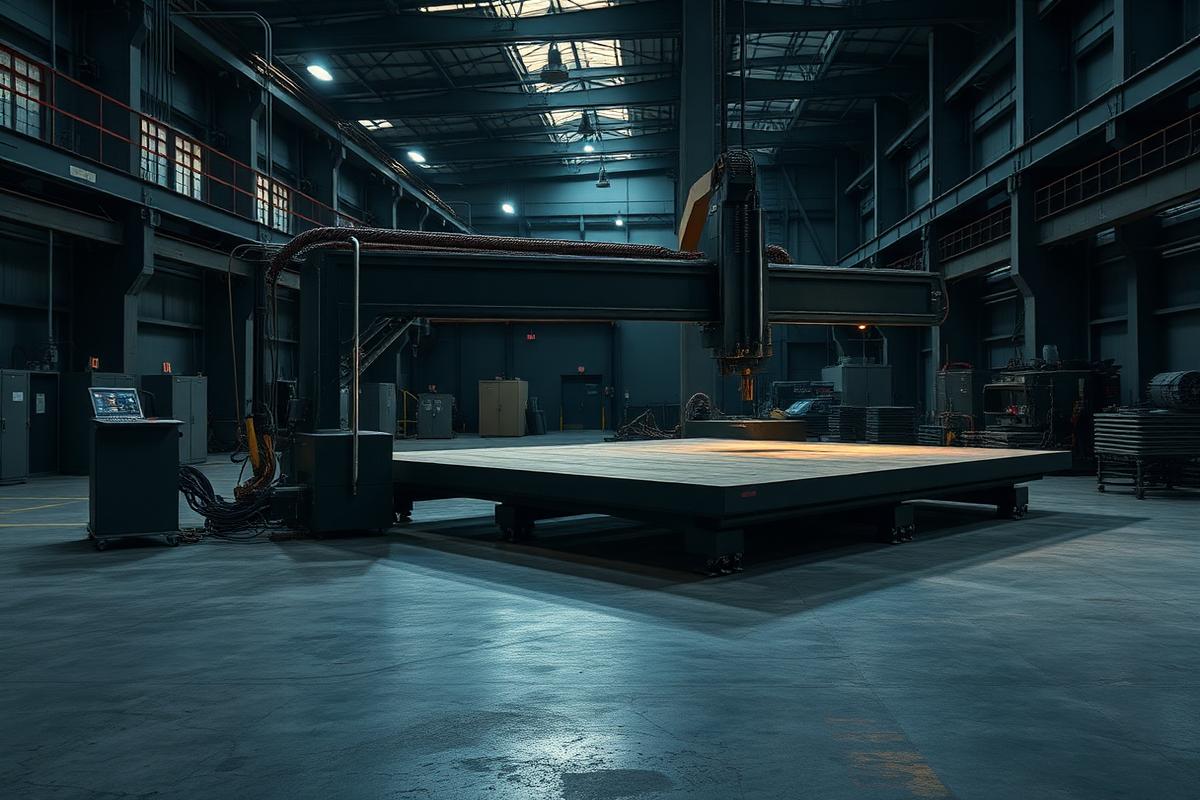 Large gantry fiber laser cutting system over an oversized steel plate table